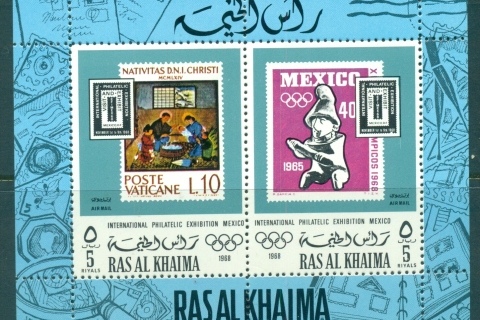 Ras-Al-Khaima-1969-MiMS70A-EFIMEX-Stamps-on-Stamps-MS-MLH