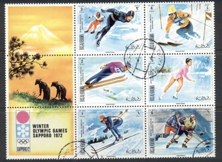 Ras-Al-Khaima-1970-Mi377-382-Winter-Olympics-Sapporo-blk-MUH