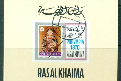 Ras-Al-Khaima-1970-Mi482B-Philympia-Stamp-Ex-DLMS-IMPERF-CTO