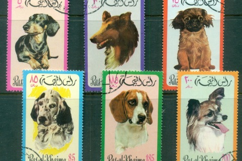 Ras-Al-Khaima-1971-Mi567-572-Dogs-CTO