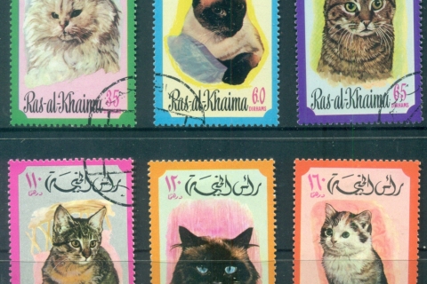 Ras-Al-Khaima-1971-Mi574-B578-Cats-CTO