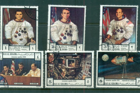 Ras-Al-Khaima-1972-Mi840-845-Apollo-17-Space-Mission-CTO
