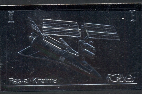 Ras-al-Khaima-1972-Skylab-Space-Program-IMPERF-Silver-Foil-Embossed-MUH