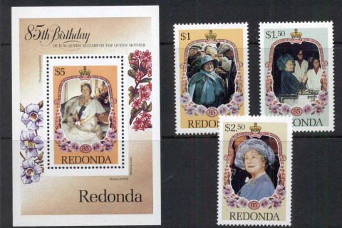 Redonda-1985 Queen Mother 85th Birthday + MS