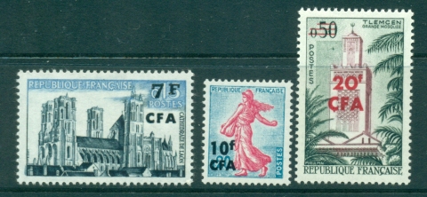 Reunion 1961 7,10,20f Surcharged