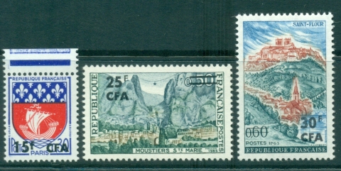 Reunion 1965 15,25,30ff Surcharged