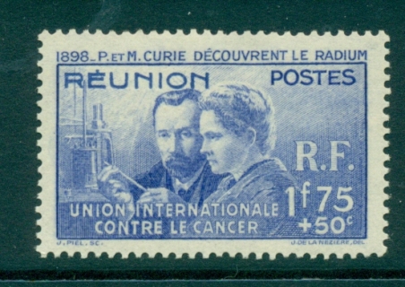 Reunion 1938 1.75f + 50c Curie