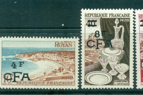 Reunion 1954 1,4,8,20f Surcharged