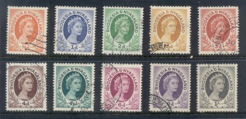 Rhodesia-Nyasaland-1954-56-QEII-Portraits-to-1-FU