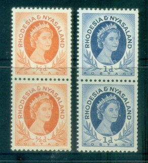 Rhodesia-Nyasaland-1955-56-QEII-Coil-pairs-MLH