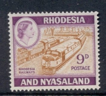 Rhodesia-Nyasaland-1959-63-QEII-Pictorials-Railways-9d-MLH