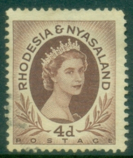 Rhodesia-Nyasaland-1954-56-QEII-Portrait-4d-red-brown-FU
