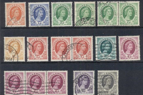 Rhodesia-Nyasaland-1954-56-QEII-Portrait-Asst-FU