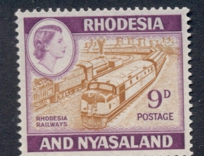 Rhodesia-Nyasaland-1959-63-QEII-Pictorials-Railways-9d-MLH