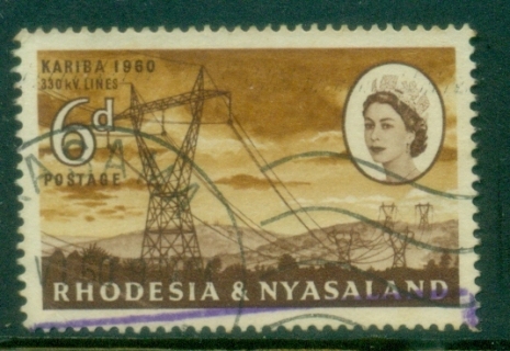 Rhodesia-Nyasaland-1960-6d-Power-Lines-FU