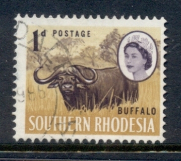 Rhodesia-1966-QEII-Pictorials-1d-Buffalo-FU