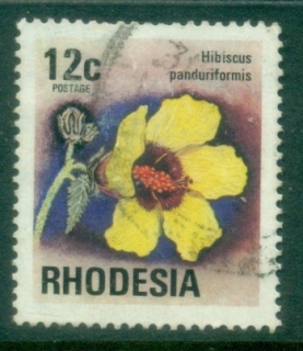 Rhodesia-1974-76-Pictorial-12c-Hibiscus-FU