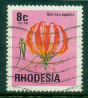 Rhodesia-1974-76-Pictorial-8c-Flame-Lily-FU