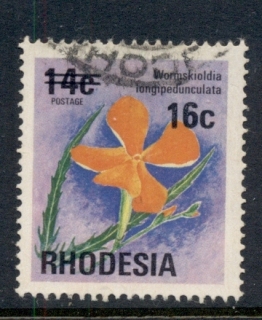 Rhodesia-1976-Flowers-Surch-16c-on-14c-FU