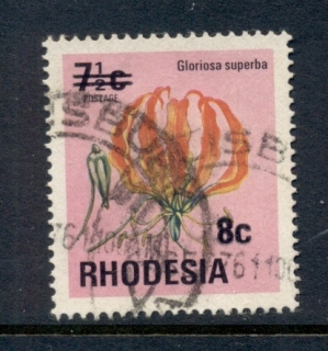 Rhodesia-1976-Flowers-Surch-8c-on-7-5c-FU