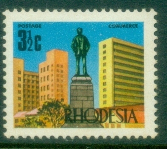 Rhodesia-1970-73-Pictorial-3½c-Cecil-Rhodes-Statue-MLH