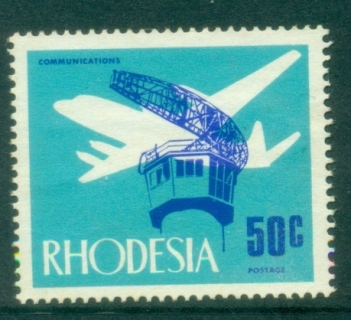 Rhodesia-1970-73-Pictorial-50c-Radar-Antenna-Viscount-Plane-MUH