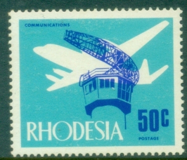 Rhodesia-1970-73-Pictorial-50c-Radar-Plane-MLH