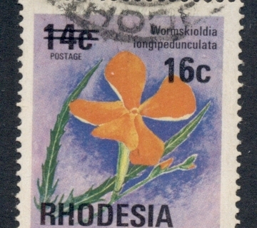 Rhodesia-1976-Flowers-Surch-16c-on-14c-FU