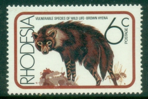 Rhodesia-1976-Wildlife-Protection-6c-Brown-Hyena-MUH