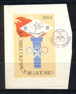 Romania-1964-Summer-Olympics-Tokyo-MS-on-piece-FDI-FU