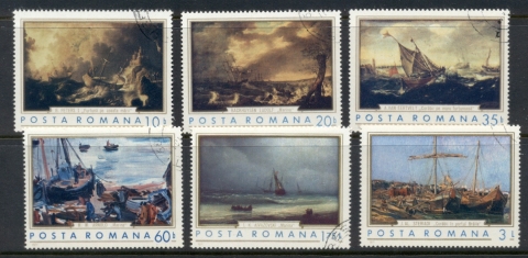 Romania-1971-paintings-of-Ships-CTO