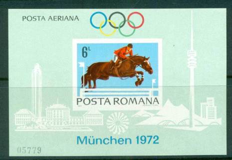 Romania-1972-Munich-Olympics-Equestrian-IMPERF-MS-MUH-lot57423