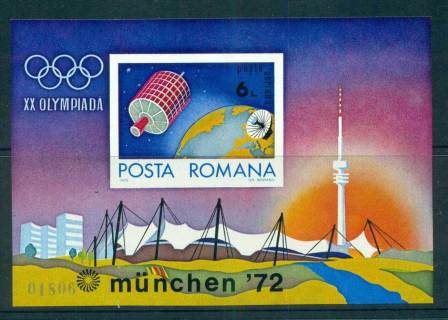 Romania-1972-Munich-Olympics-Satellite-IMPERF-MS-MUH-lot57424