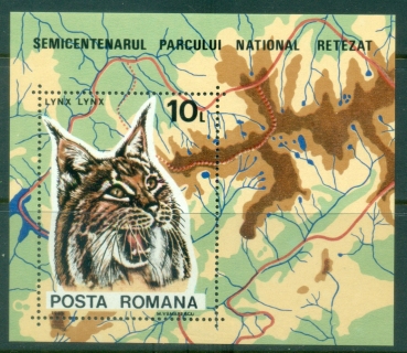 Romania-1985-Flora-Fauna-The-50th-Anniversary-of-Retezat-National-Park-Lynx-MS-MUH