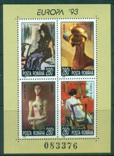 Romania-1993-Europa-paintings-MS-MUH