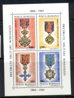 Romania-1994-Romanian-Military-Decorations-MS-MUH