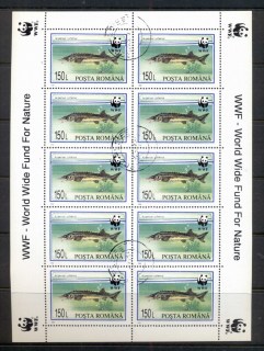 Romania-1994-WWF-Sturgeon-150l-sheetlet-CTO