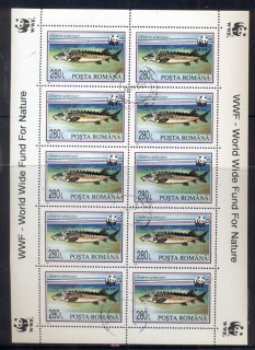 Romania-1994-WWF-Sturgeon-280l-sheetlet-CTO