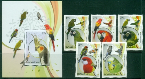 Romania-2011-Birds-Parrots-MS-MUH