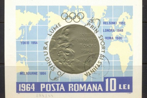 Romania-1964-Summer-Olympics-Rome-MS-CTO
