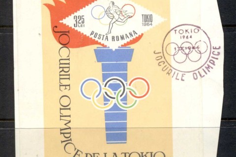 Romania-1964-Summer-Olympics-Tokyo-MS-on-piece-FDI-FU