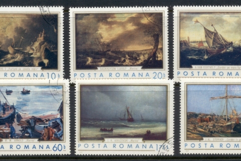Romania-1971-paintings-of-Ships-CTO