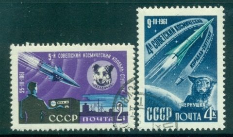 Russia-1961-Dogs-in-Space-CTO-lot39025