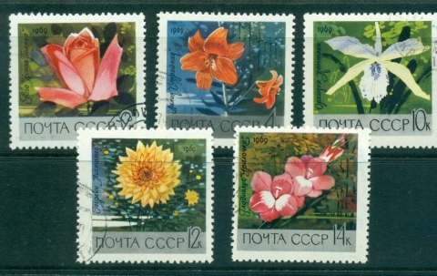 Russia-1969-Botanical-gardens-Flowers-CTO-lot39569