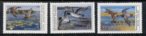 Russia-1990-Water-Birds-Ducks-MUH