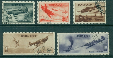 Russia-1945-Warplanes-Asst-5-CTO-lot34807