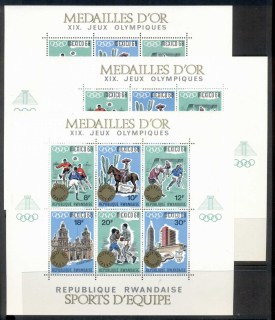 Rwanda 1968 Summer Olympics Mexico City Opt 3xMS