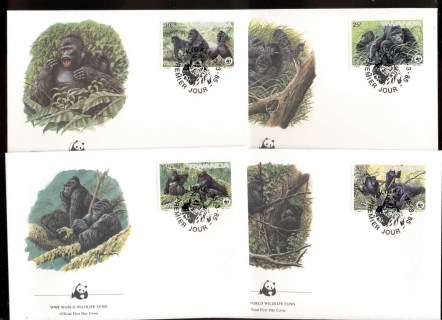 Rwanda-1985 WWF Mountain Gorilla 4xFDC