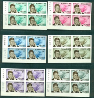 Rwanda-1965-John-F-Kennedy-IMPERF-Corner-Sheet-Number-Blocks-MUH-Lot30870