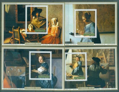 Rwanda-1975-Paintings-by-Vermeer-4x-MS-MUH